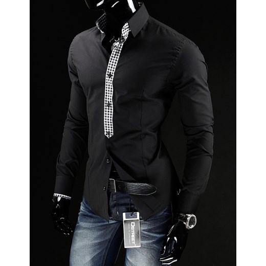 Koszula z długim rękawem (dx0391) dstreet czarny Koszule męskie slim