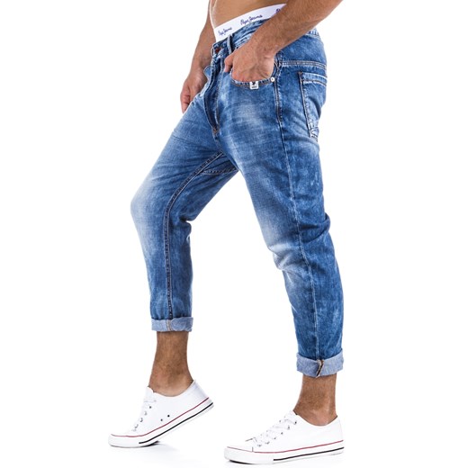 Spodnie jeansy męskie 7/8 (ux0333) dstreet niebieski guziki