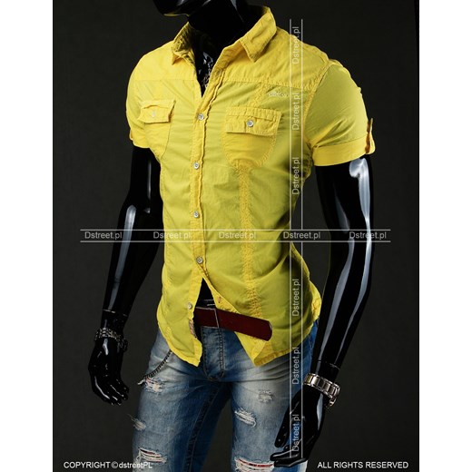 Koszula z krótkim rękawem żółta (kx0316) dstreet zielony bawełna