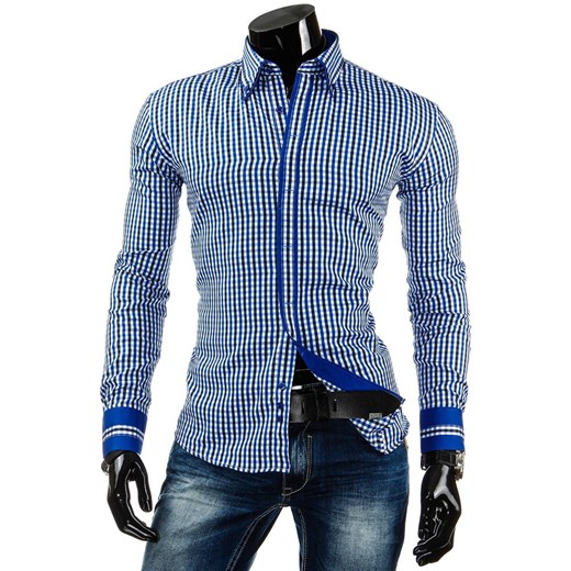 Kratka koszula z długim rękawem (dx0619) dstreet niebieski koszule