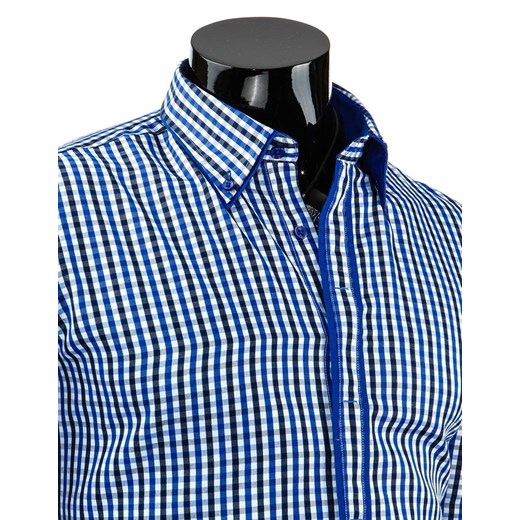 Kratka koszula z długim rękawem (dx0619) dstreet niebieski slim