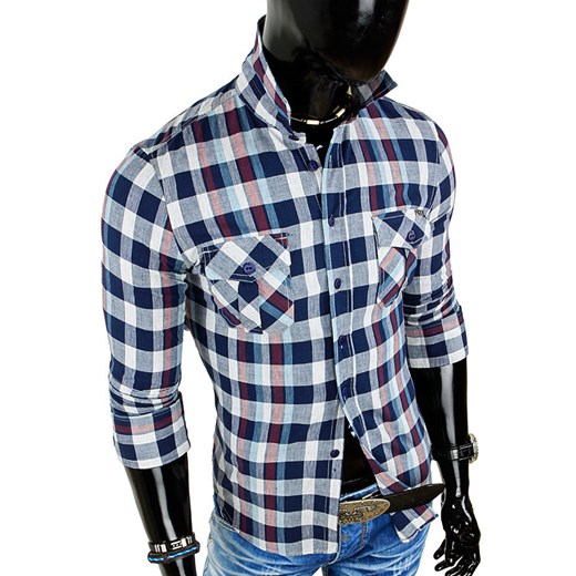 Koszula z długim rękawem (dx0009) dstreet niebieski Koszule z długim rękawem męskie