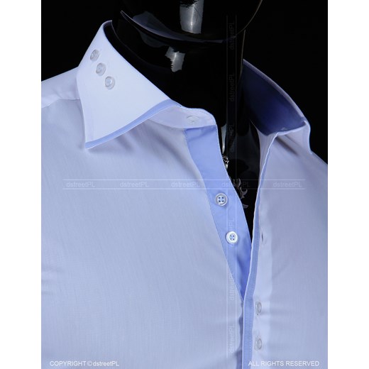 Koszula z długim rękawem biała (dx0479) dstreet niebieski Koszule z długim rękawem męskie