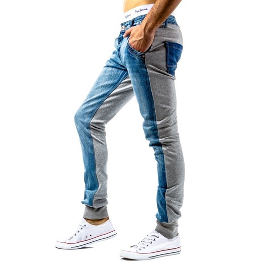 Spodnie sportowe męskie (ux0262) dstreet bialy z zamkiem