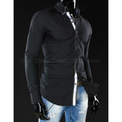 Koszula z długim rękawem (dx0505) dstreet czarny Koszule z długim rękawem męskie