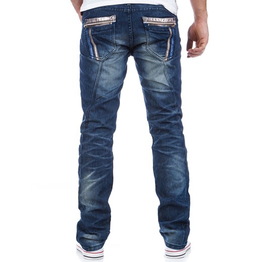 Lekko przecierane spodnie jeansowe (ux0324) dstreet niebieski młodzieżowy
