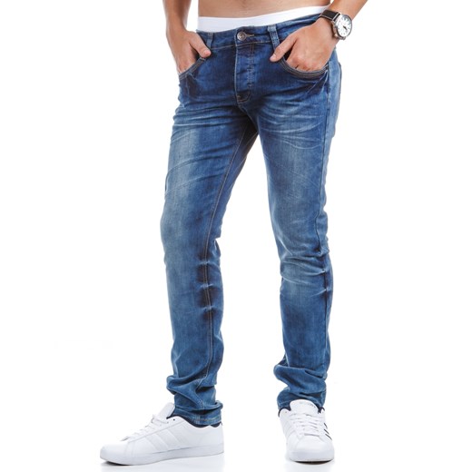 Spodnie jeansowe męskie niebieskie (ux0370) dstreet niebieski casual