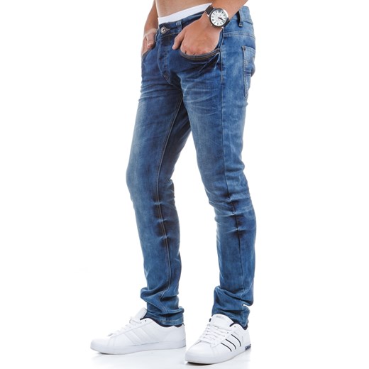 Spodnie jeansowe męskie niebieskie (ux0370) dstreet niebieski elastan