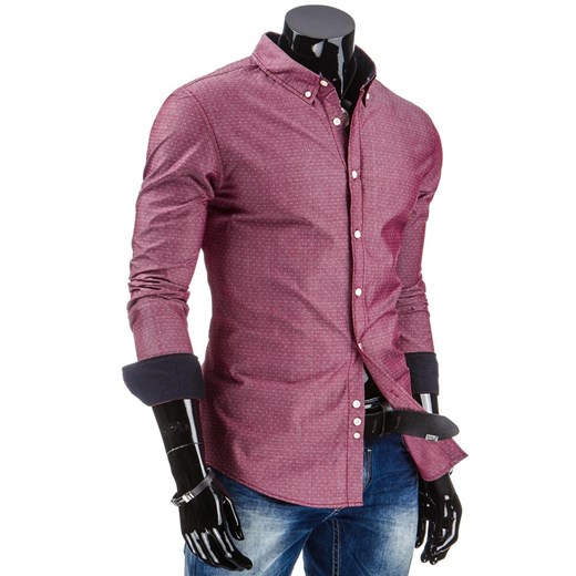 Koszula z długim rękawem (dx0748) dstreet fioletowy Koszule męskie slim