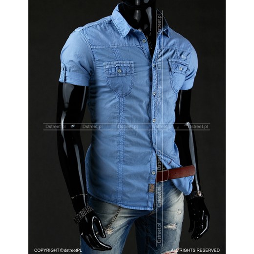 Koszula z krótkim rękawem (kx0317) dstreet niebieski Koszule z krótkim rękawem męskie