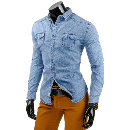 Koszula męska jeansowa (dx0870) dstreet niebieski fit