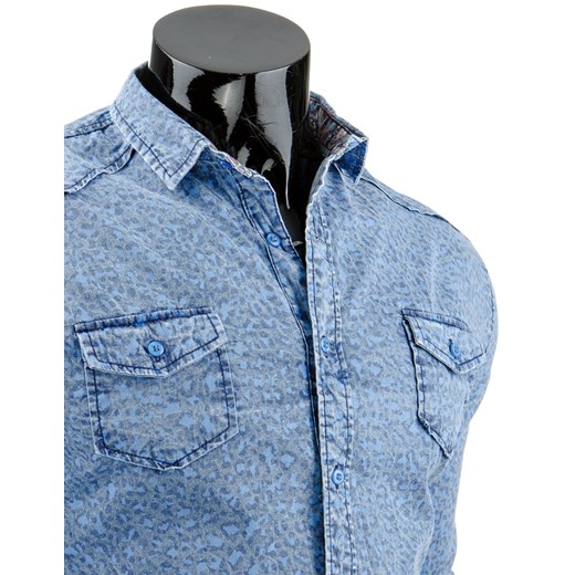 Koszula męska jeansowa (dx0870) dstreet niebieski guziki