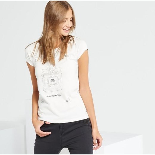 T-shirt z nadrukiem reserved bialy Bluzki z nadrukiem