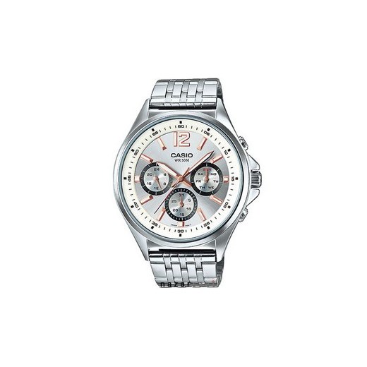 Zegarek Męski Casio MTP-E303D-7ADF + dodatkowo otrzymasz cyfrowy zegarek ZA DARMO + 5 lat gwarancji + dożywotnia możliwość zwrotu towaru brawat-pl szary Zegarki męskie