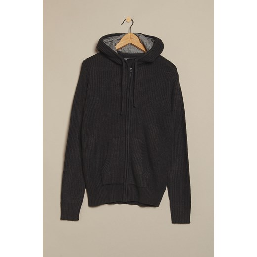 Sweater with zip and hood terranova czarny kaptur