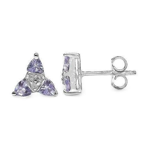 Srebrne kolczyki naturalny tanzanit i kryształ górski 0,66 ct prana-shop kryształki