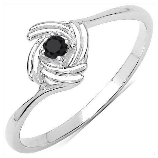 Srebrny pierścionek z naturalnym czarnym diamentem 0,04 ct prana-shop bialy diament