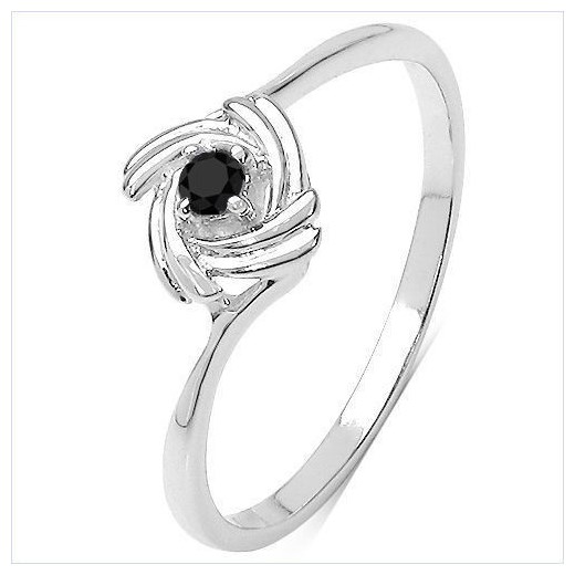 Srebrny pierścionek z naturalnym czarnym diamentem 0,04 ct prana-shop bialy kamienie