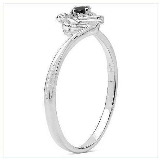 Srebrny pierścionek z naturalnym czarnym diamentem 0,04 ct prana-shop bialy połysk
