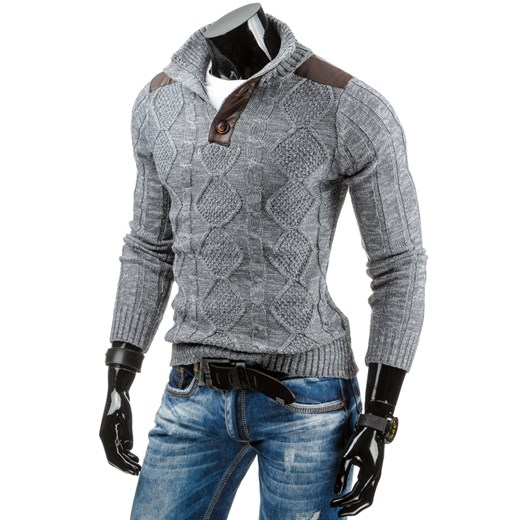 Sweter męski szary (wx0712) dstreet szary minimalistyczny