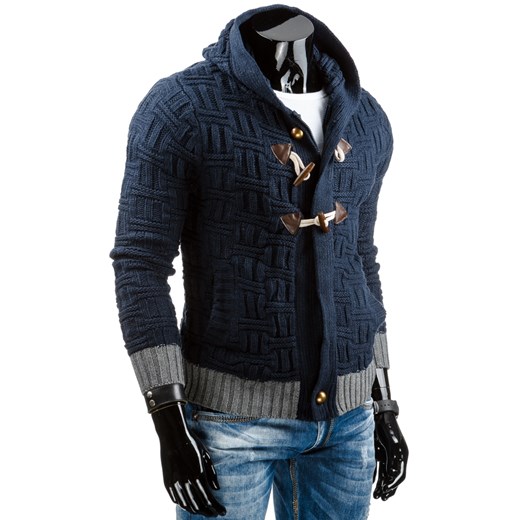 Sweter męski granatowy (wx0714) dstreet czarny guziki