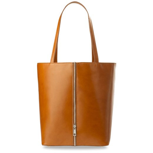 TOREBKA DAMSKA SHOPPER BAG SKÓRA NATURALNA - CAMEL world-style-pl brazowy abstrakcyjne wzory