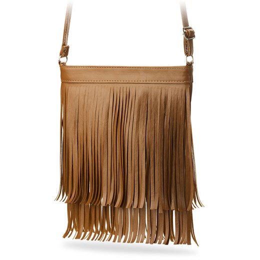 HIT MAŁA TOREBKA DAMSKA FRĘDZLE STYL BOHO KOLORY - CAMEL world-style-pl brazowy paski
