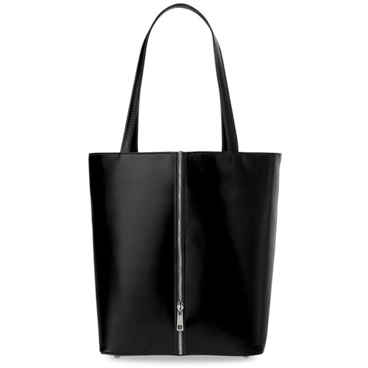 TOREBKA DAMSKA SHOPPER BAG SKÓRA NATURALNA - CZARNY world-style-pl bialy abstrakcyjne wzory