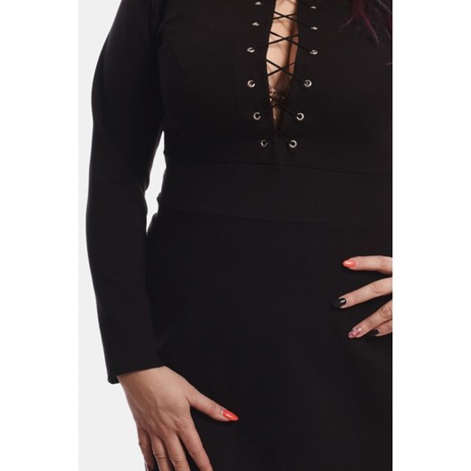 Ołówkowa sukienka z wiązanym dekoltem 20inlove-pl czarny na spotkanie biznesowe