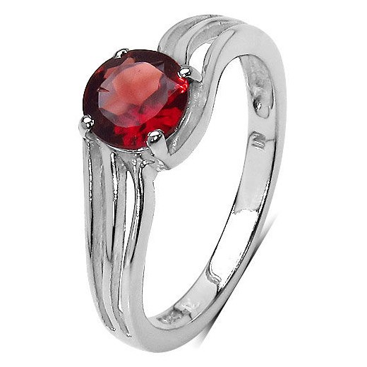 Srebrny pierścionek z naturalnym okragłym granatem 1,35 ct prana-shop bialy rockowy