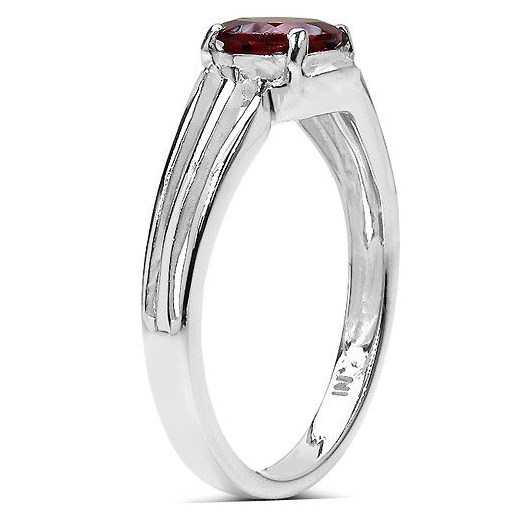 Srebrny pierścionek z naturalnym okragłym granatem 1,35 ct prana-shop bialy srebrna