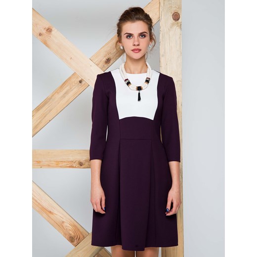 Sukienka z nowoczesnej tkaniny garniturowej purpurowy the-cover czarny mini