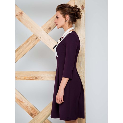 Sukienka z nowoczesnej tkaniny garniturowej purpurowy the-cover czarny bez wzorów