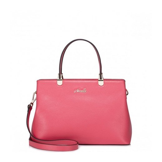 NUCELLE Skórzana damska torebka do ręki Różowa stylowagalanteria-com rozowy paski