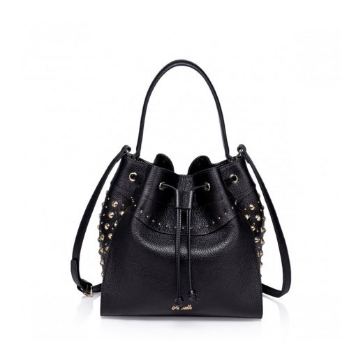 Damska torebka na ramię z ćwiekami Czarna stylowagalanteria-com bialy glamour