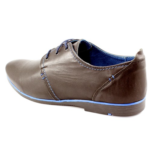 KENT 209 CZARNY-GRANAT - Męskie wygodne buty ze skóry naturalnej sklep-obuwniczy-kent szary Półbuty sznurowane męskie