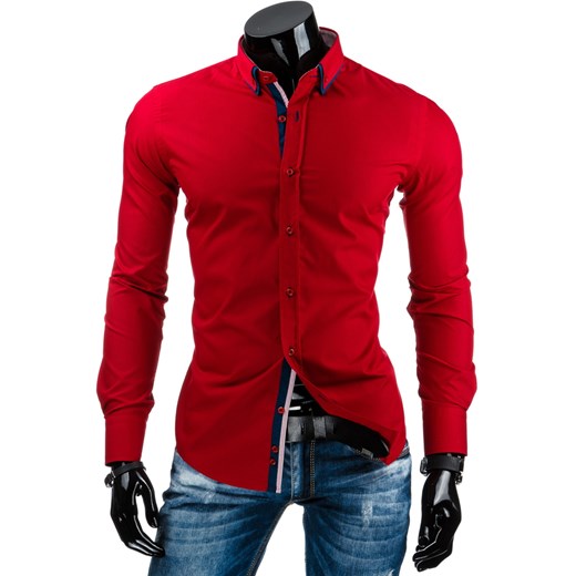 Koszula męska DSTREET czerwony (dx0931) dstreet czerwony bawełna