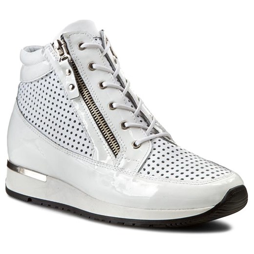 Sneakersy CARINII - B3145  Lakier Biały/Nappa Biały eobuwie-pl szary Półbuty damskie płaskie