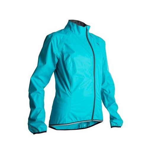 Kurtka przeciwdeszczowa 500 decathlon turkusowy Kurtki damskie przejściowe