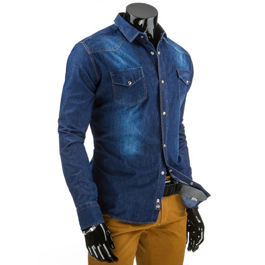 Koszula męska jeansowa (dx0939) dstreet granatowy casual