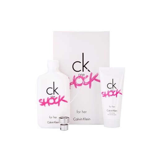 Calvin Klein CK One Shock for Her zestaw upominkowy I. woda toaletowa 200 ml + mleczko do ciała 100 ml + do każdego zamówienia upominek. iperfumy-pl rozowy łatki