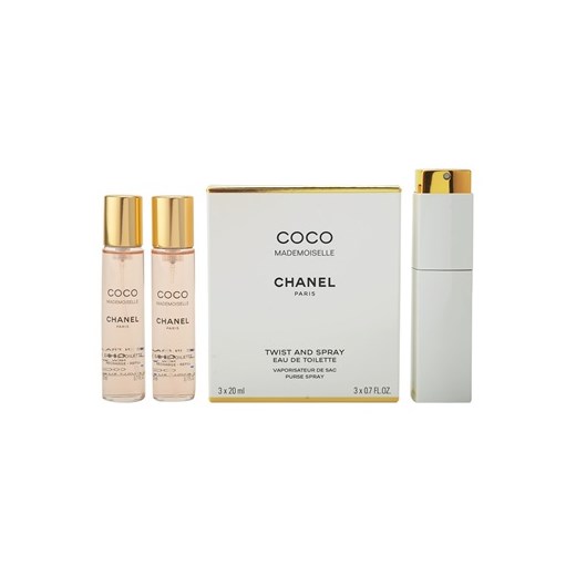 Chanel Coco Mademoiselle woda toaletowa dla kobiet 3x20 ml (1x napełnialny + 2x napełnienie)  + do każdego zamówienia upominek. iperfumy-pl szary damskie