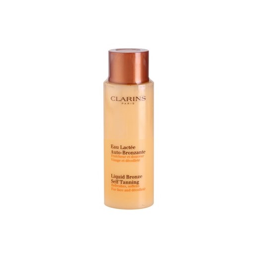Clarins Radiance Plus mleczko samoopalające na twarz i szyję (Liquid Bronze Self Tanning Refreshes Softens For Face And Décolleté) 125 ml + do każdego zamówienia upominek. iperfumy-pl zolty 