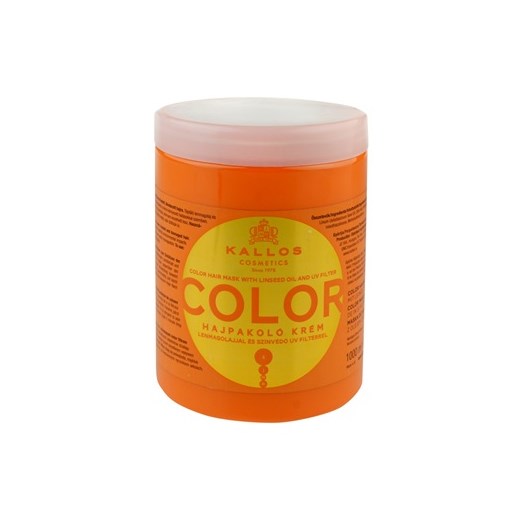 Kallos KJMN maseczka  do włosów farbowanych (Color Hair Mask with Linseed Oil and UV Filter) 1000 ml + do każdego zamówienia upominek. iperfumy-pl pomaranczowy 