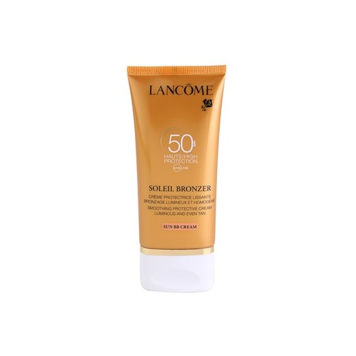 Lancome Soleil Bronzer krem do opalania do twarzy SPF 50 (Smoothing Protective Cream Luminous and Even Tan Sun BB Cream) 50 ml + do każdego zamówienia upominek. iperfumy-pl zolty