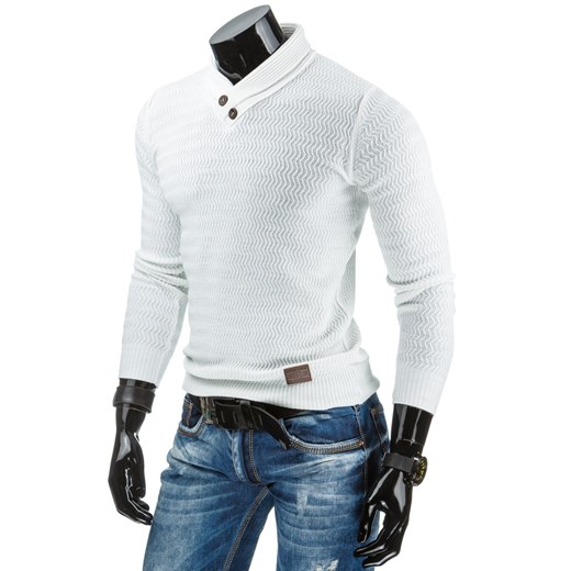 Sweter męski biały (wx0728) dstreet szary modne
