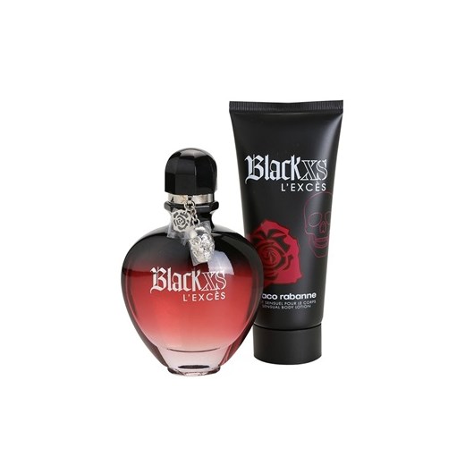 Paco Rabanne Black XS L'Exces for Her zestaw upominkowy I. woda perfumowana 80 ml + mleczko do ciała 100 ml + do każdego zamówienia upominek. iperfumy-pl czerwony 