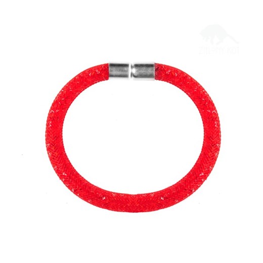 Czerwona bransoletka z kryształkami zielonykot-pl bialy metal