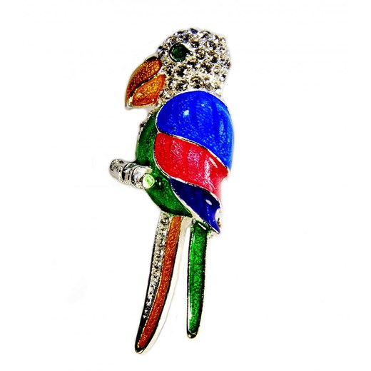 Broszka Papuga emaliowana kiara-sztuczna-bizuteria-jablonex  srebrna