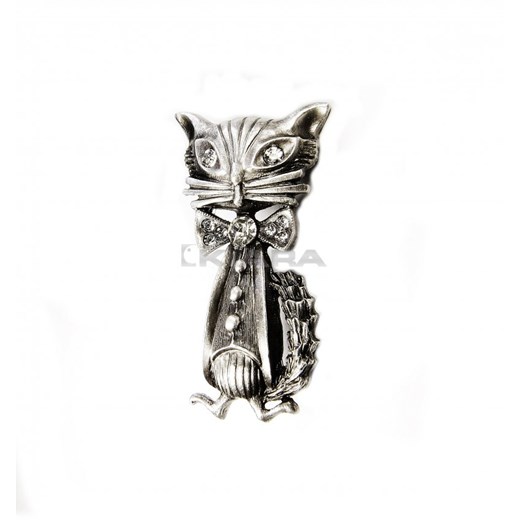 Broszka kot kiara-sztuczna-bizuteria-jablonex szary srebrna